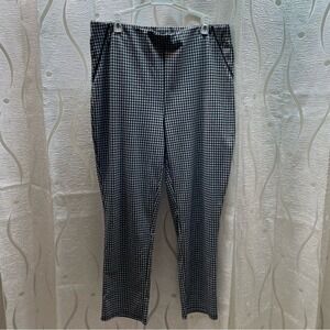IB Diffusion Gingham Knit Pants Womens 2X Black White Elastic Waist Tapered Leg